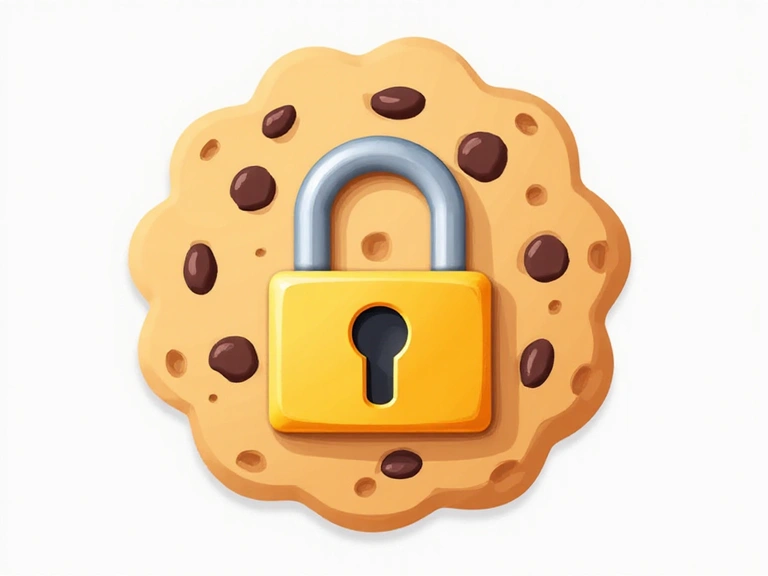 Ilustración de una galleta digital con un candado, simbolizando la seguridad de las cookies.
