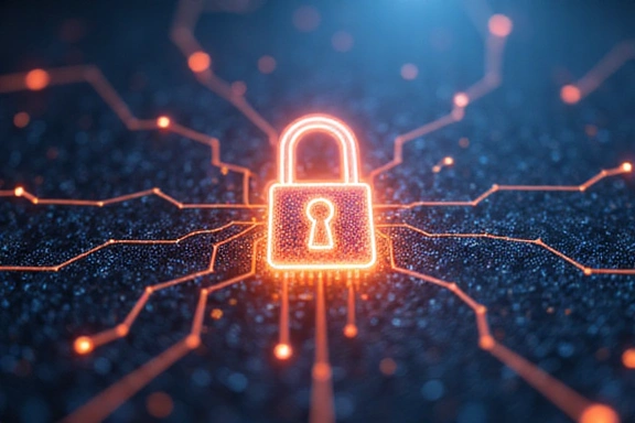 Ilustración de seguridad de datos con un candado y datos digitales